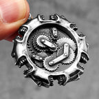 PENDRA Steampunk Gear Skull Steel Necklace