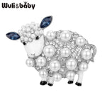 PENDRA Pearlbloom Rhinestone Sheep Brooch