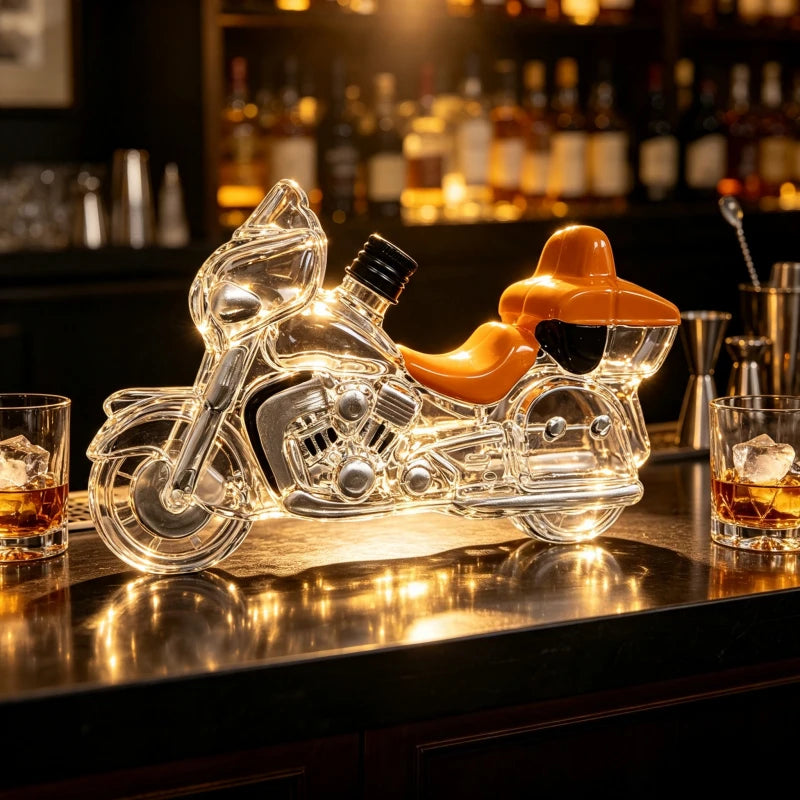 Creative Motorcycle Glass Whiskey Decanter Decorative Spirit Bottle Clear Glass Liquor Container Collectible Home Bar Ornament