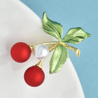 PENDRA Cherrina Red Enamel Cherry Brooch