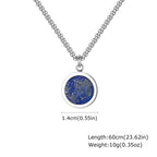 Hiphop Round Natural Stone Necklace for Men,Waterproof Stainless Steel Pendant Necklace,Birthday Party Father Gift