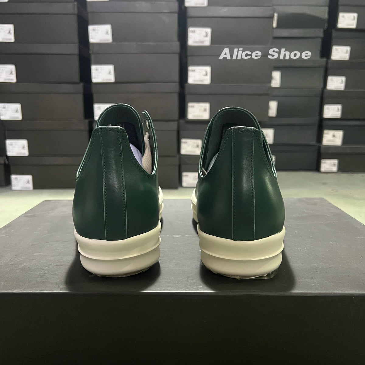 PENDRA Retro Green Green Leather Low-Top Platform Sneakers