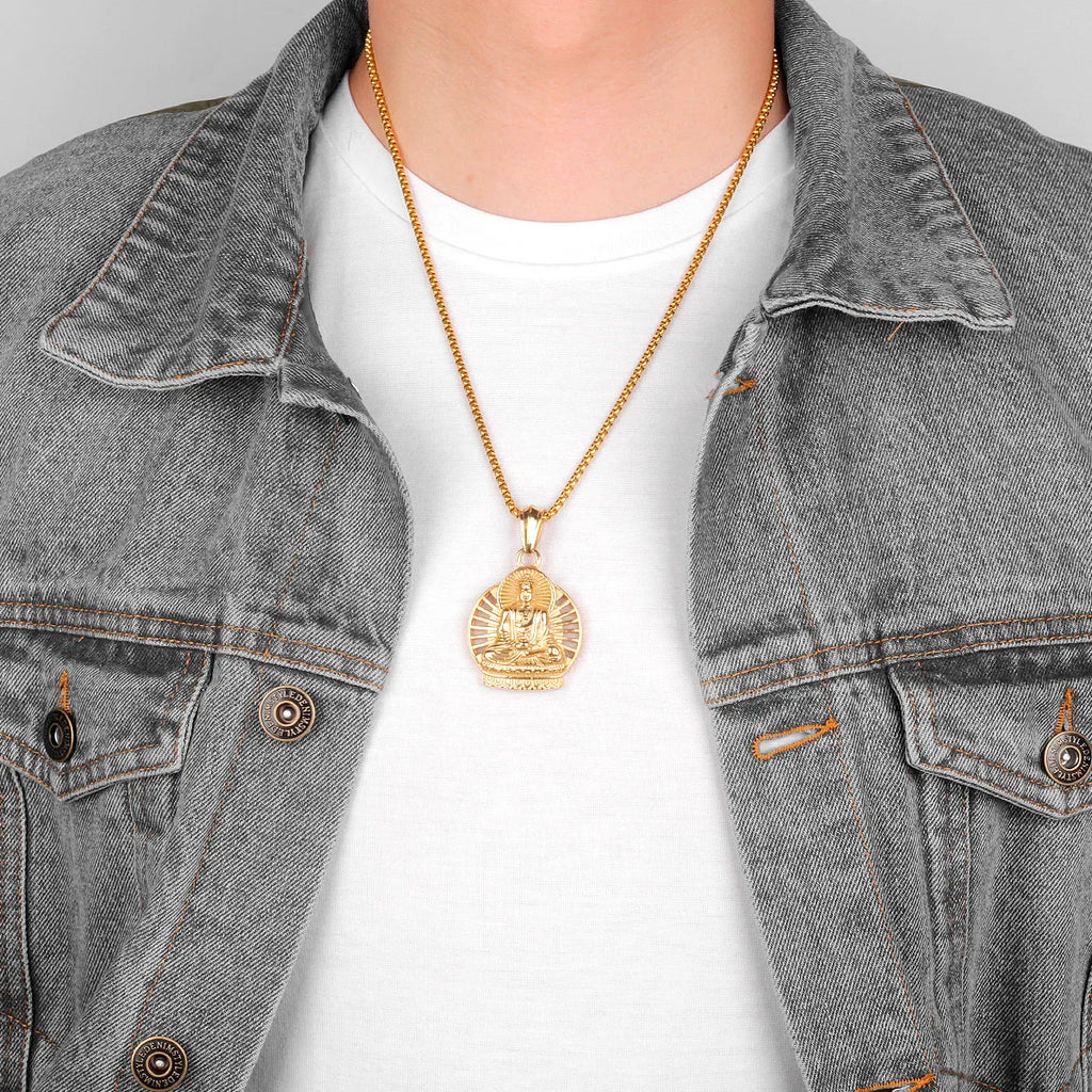 PENDRA Buddhism Buddha Sainless Gold Necklace