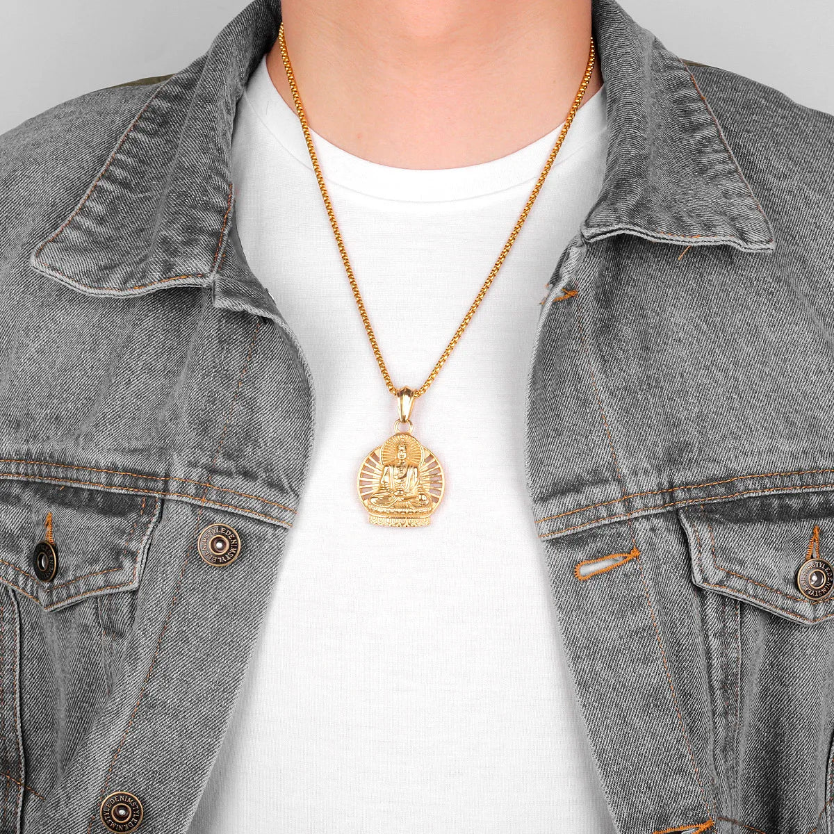 PENDRA Buddhism Buddha Sainless Gold Necklace