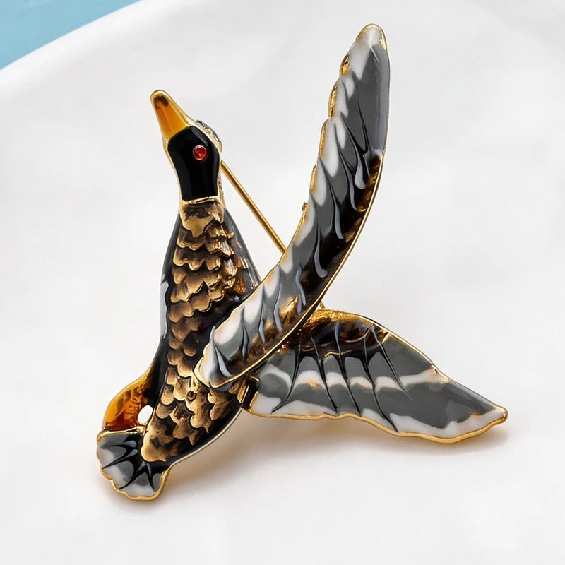 PENDRA Seabreeze Enamel Duck Brooch