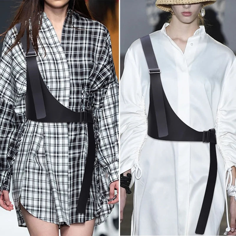 One-shoulder Strap Gothic Belt Female Hip-hop Punk European and American Decorative Fashion Desiner Dress Suit Coat Cool Girdle