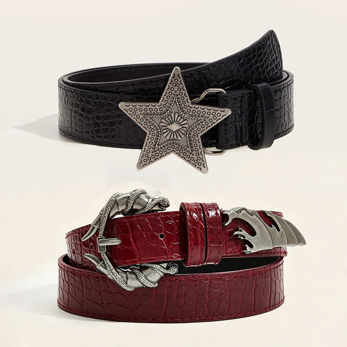 Women's Belt Pants Trousers Jeans Pattern Leather Belt For Cosplay Accessories Women Halloween Suits Black Wine Red Waistband