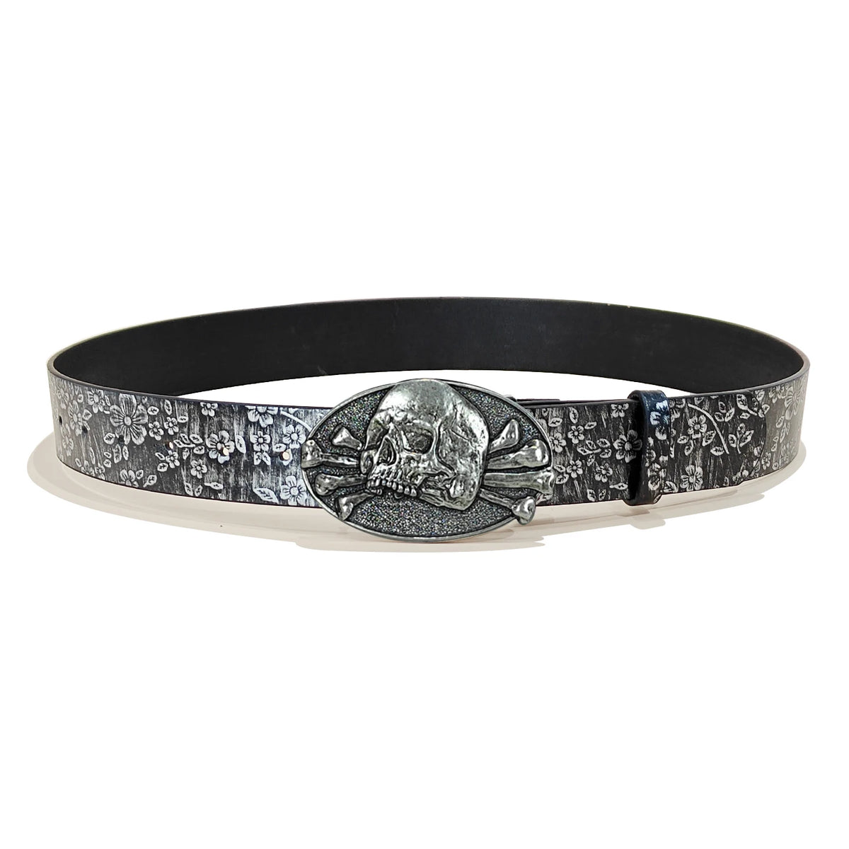 YK2 luxury Designer Punk Men and women's belt unique Gothic fashion Silver Flora Black Pu leather belt decorative Jeans belt