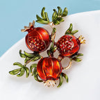 PENDRA Pomella Red Enamel Pomegranate Brooch