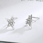 PENDRA Silver Stamp Star Earrings