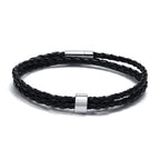 Custom 1-7 Names Multi Layer Leather Bracelet for Men,Stainless Steel Beads Handmade Braided Wristband,Gift for Father Dad