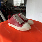 PENDRA Retro Red Red Leather Low-Top Jumbo-Lace Platform Sneakers