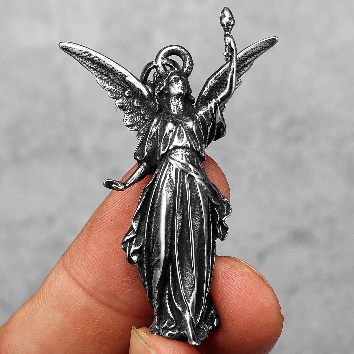 PENDRA Angel Statue Liberty Steel Necklace