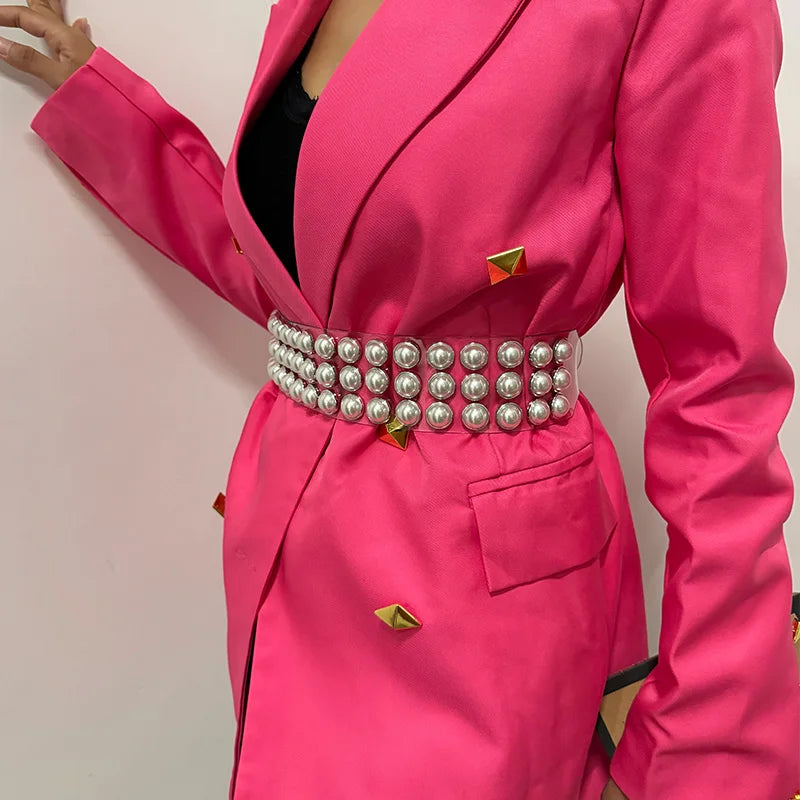 PENDRA Velaelle Rhinestone Pearl Punk Corset Belt
