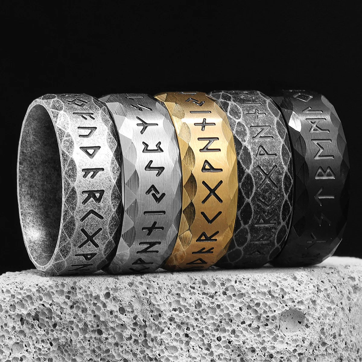 PENDRA Nordic Vikings Runes Steel Ring