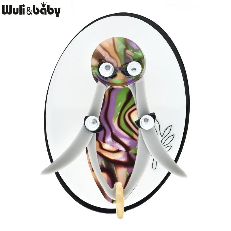 Wuli&baby New Movable Acrylic Animal Brooches For Women Lovely Beautiful Designs Casual Party Brooch Pins Gifts