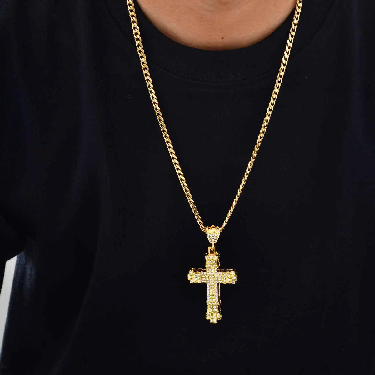 PENDRA Cross Rhinestone Pendant Necklace