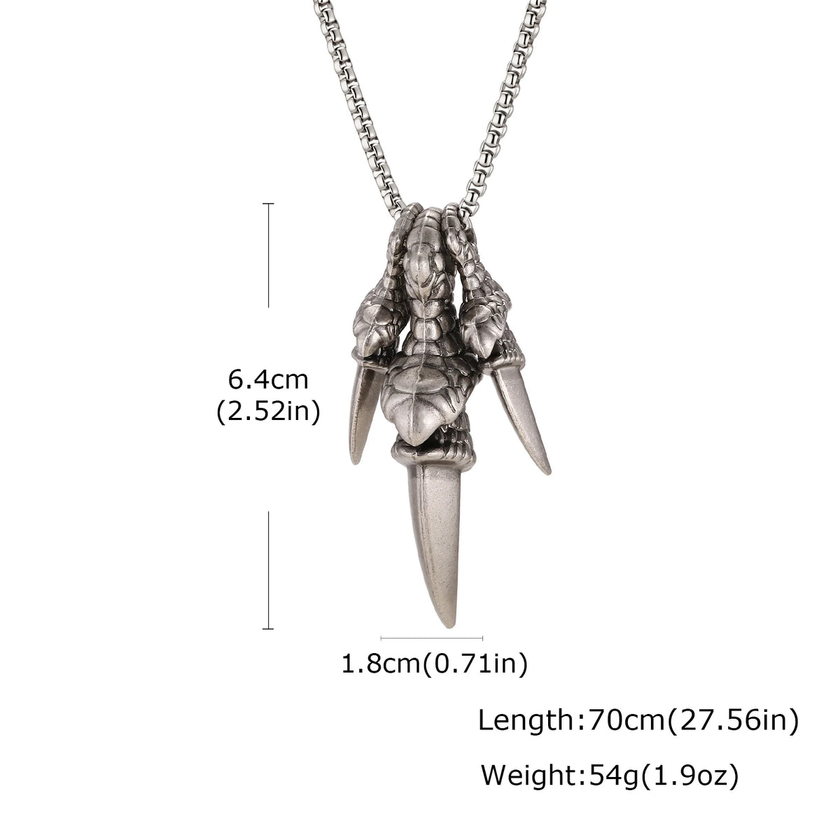 Rock Punk Dragon Claw Necklace for Men Boys,Vintage Claw Long Pendant Necklace,Trendy Jewelry Gift