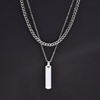 2pcs Vertical Layer Necklaces for Men Boys,Wateproof Stainless Steel Cuban Chain Collar,Stylish Men's Sweater Chain