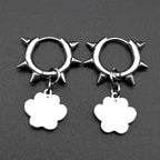 Dark Punk Dog Paw Rivet Earrings For Women Men Stainless Steel Silver Color Gothic Punk Trendy Hoop Ear Rings Jewelry Gifts