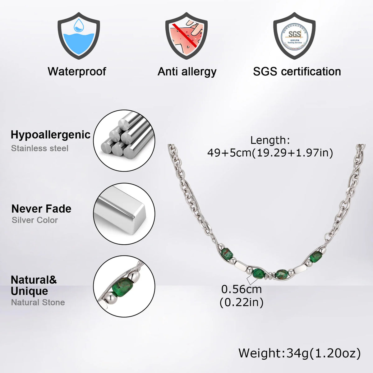 PENDRA Stone Natural Chain Necklace