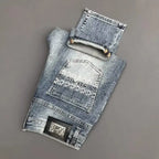 Spring Autumn 2025 Man Luxury Clothing Retro Embossed Denim Jeans for Men High-End Washed Fashion Man Designer Skinny Jeans