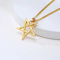 Star of David Necklaces for Men Boys,Waterproof Stainless Steel Five-pointed Star Pendant Collar,Retro Amulet Jewelry Gifts