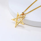 Star of David Necklaces for Men Boys,Waterproof Stainless Steel Five-pointed Star Pendant Collar,Retro Amulet Jewelry Gifts