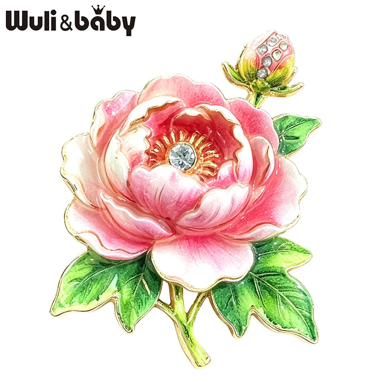 PENDRA Peonia 5-Color Rhinestone Peony Brooch