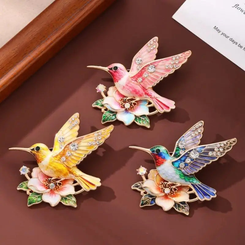 PENDRA Hummingbird Luminous Bird Brooch
