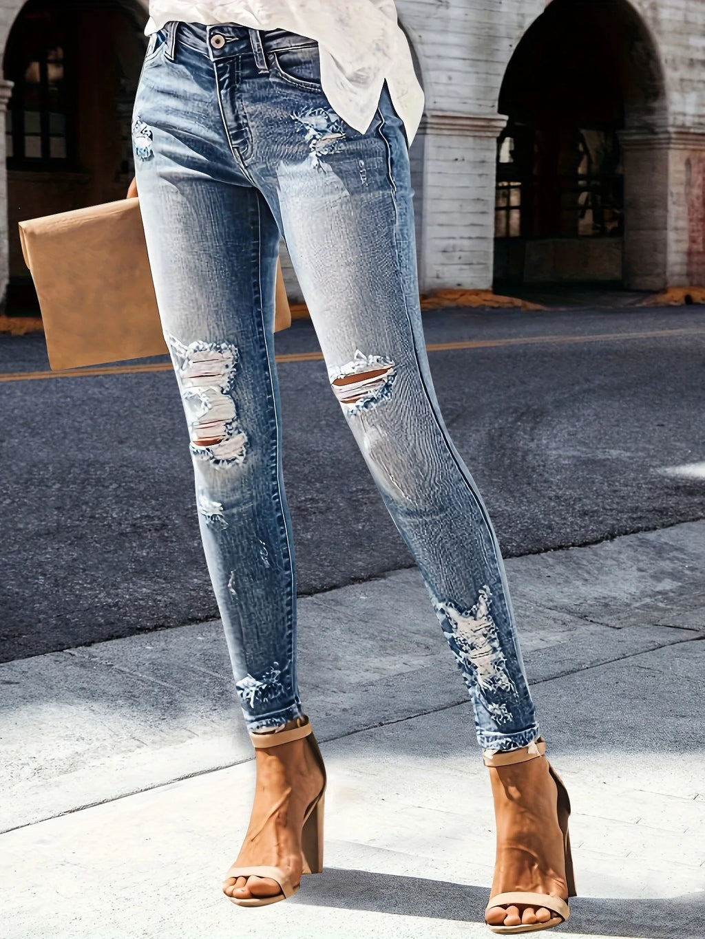 PENDRA Ripped Tight Waisted Jeans