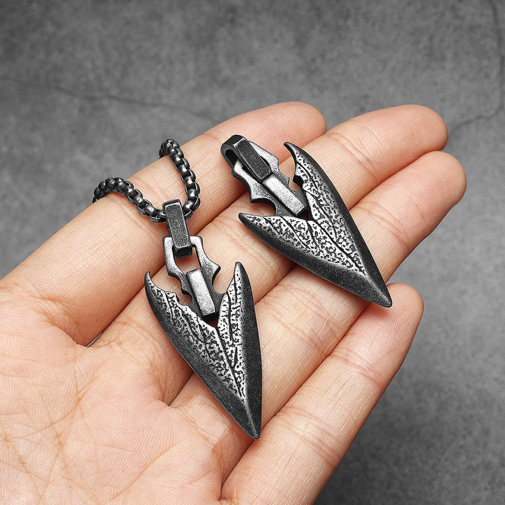 PENDRA Arrow Texture Steel Necklace