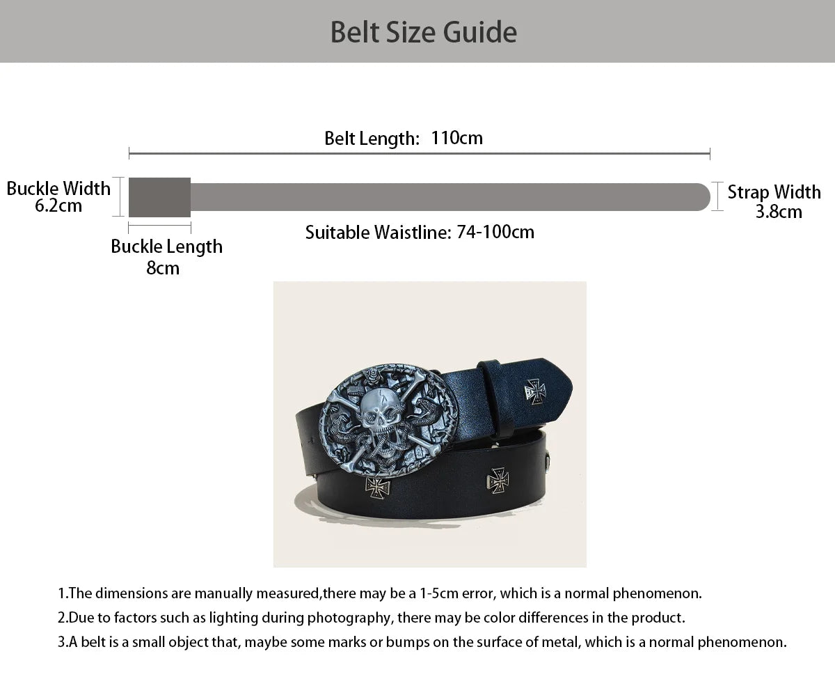 PENDRA Norayne Leather Black Skull Punk Belt
