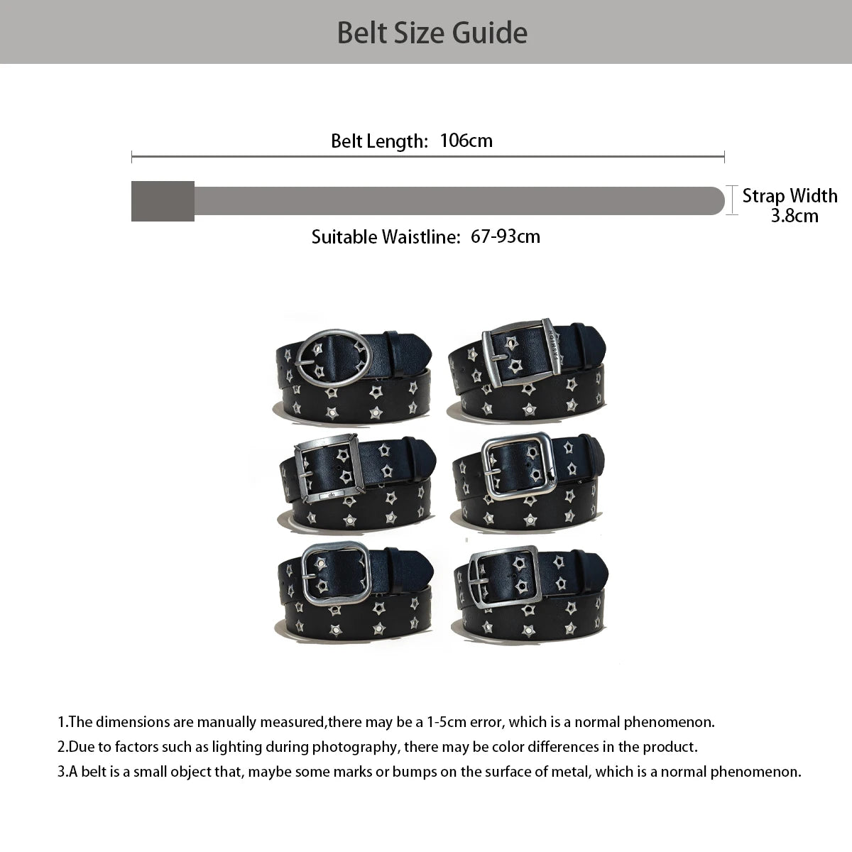 PENDRA Elarara Leather Black D-Buckle Star Belt