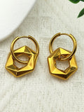 Stainless Steel Y2K Minimalist Trendy Geometric Hexagon Hoop Earrings for Women Gold Color Female Circle Dangle Earring Jewelry