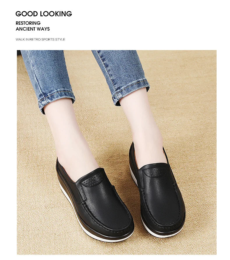 PENDRA Leather Sports Platform Shoes