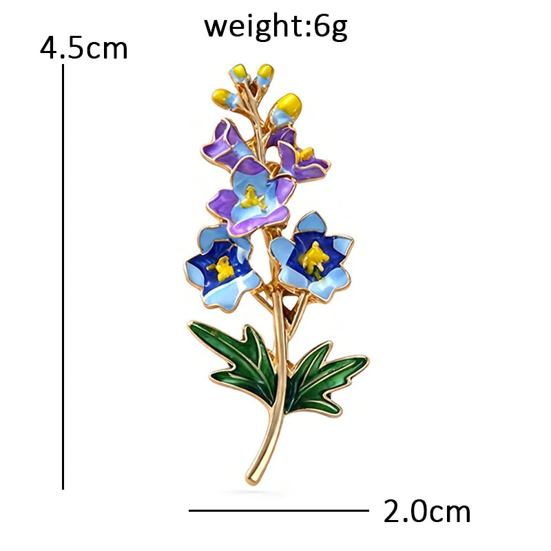 PENDRA Larkspur Enamel Larkspur Flower Brooch