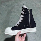 PENDRA Midnight Canvas Black Canvas High-Top Jumbo-Lace Platform Ankle Boots
