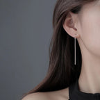 PENDRA Silver Tassel Chain Earrings