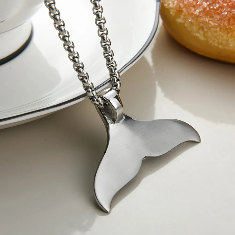 PENDRA Whaletail Stainless Steel Whale Tail Pendant