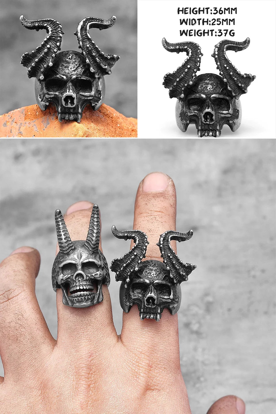 PENDRA Punk Gothic Skull Ring