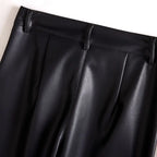 PENDRA Solid High Waist Straight PU Leather Pants