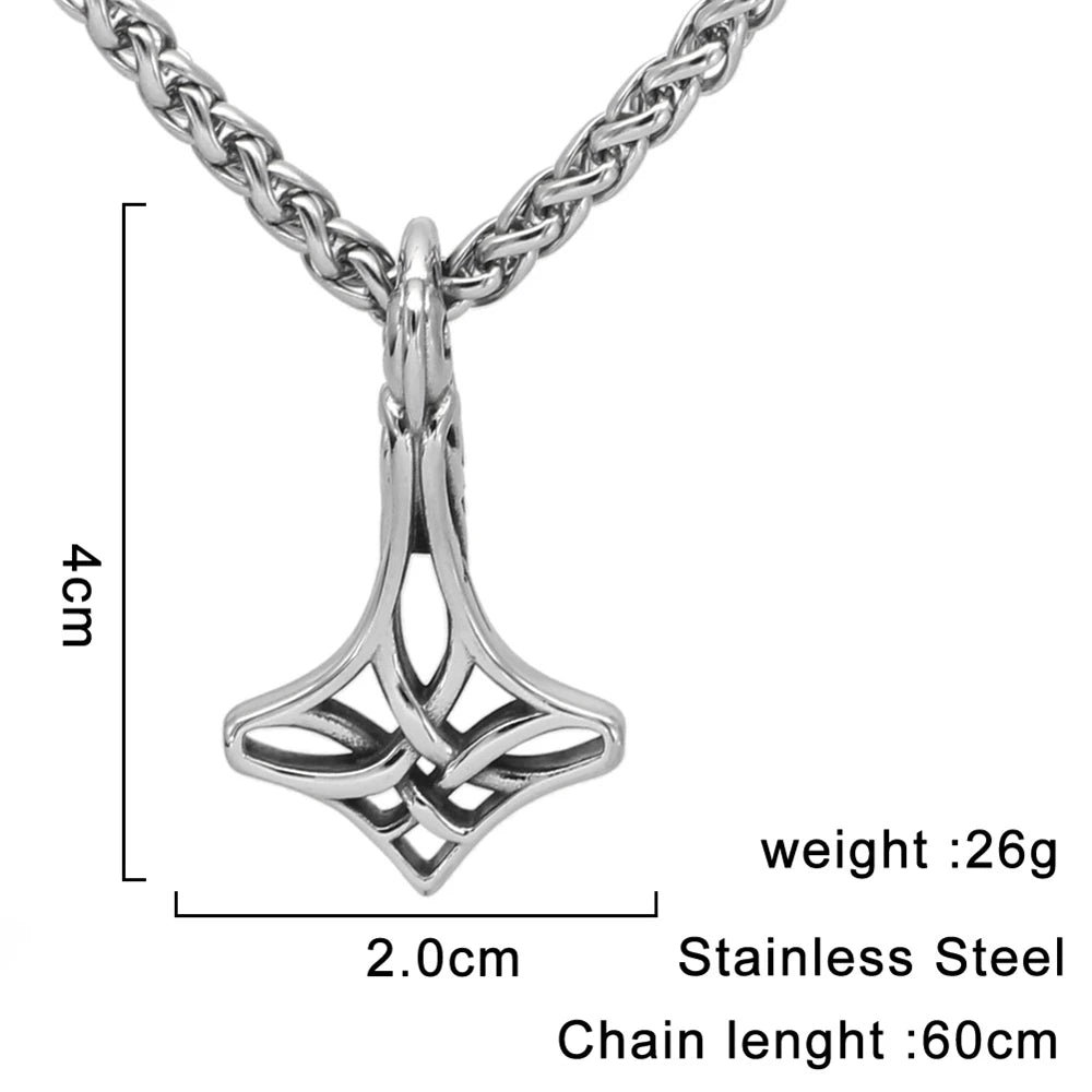 PENDRA Celtic Knot Rune Steel Necklace