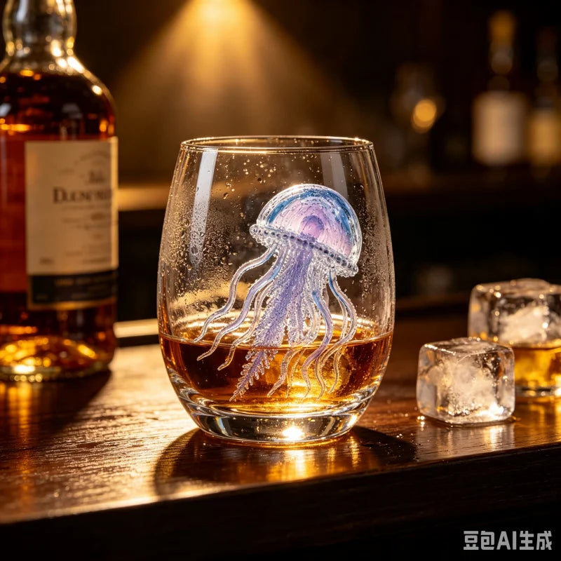 PENDRA Jellyfish Ocean Crystal-Clear 300ml Whiskey Glass