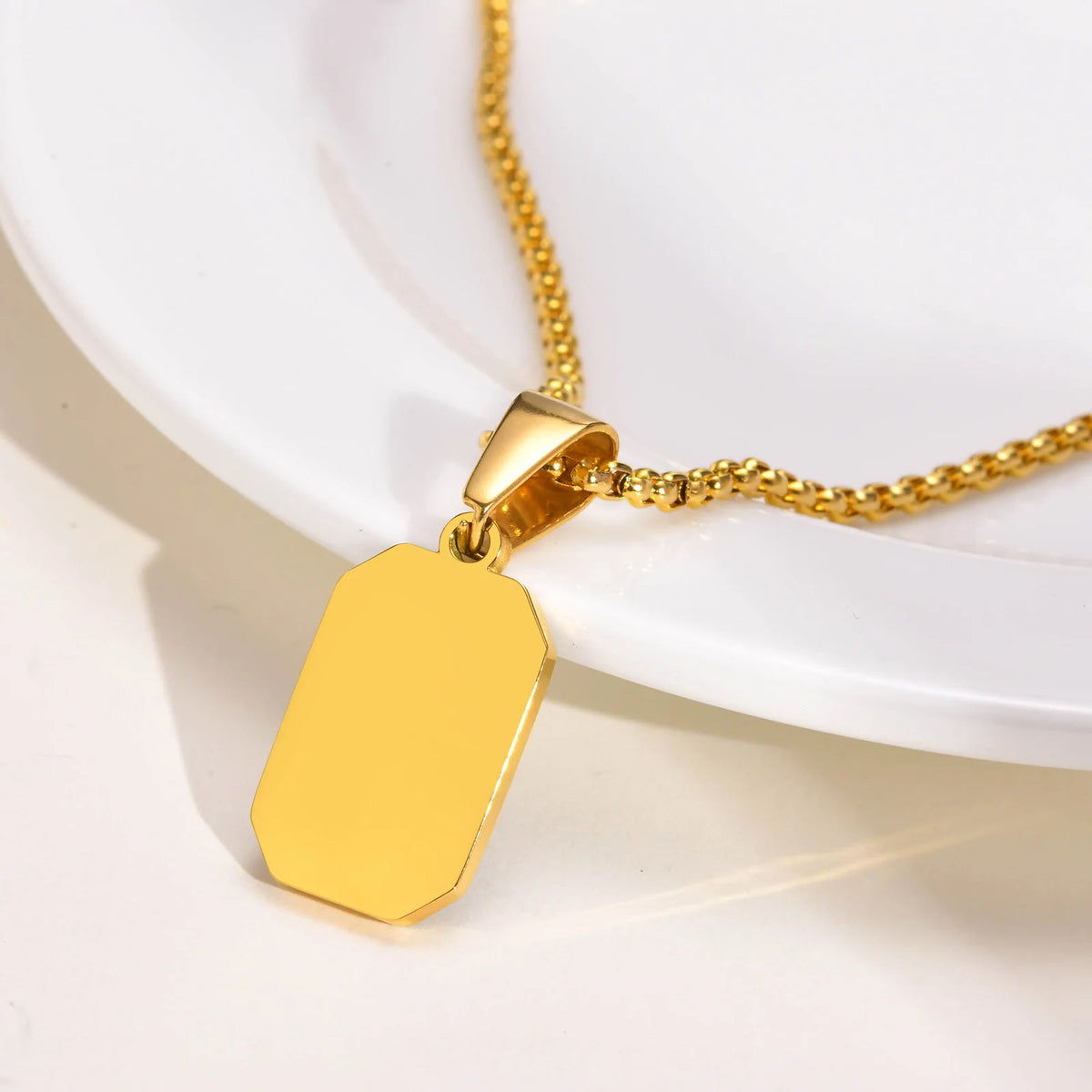 PENDRA Square Enamel Rectangle Pendant Necklace