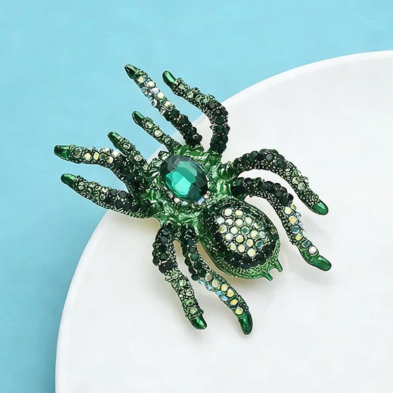 Wuli&baby Sparkling Vintage Spider Brooches For Women Unisex 2-color Rhinestone Charming Insects Party Office Brooch Pins Gifts