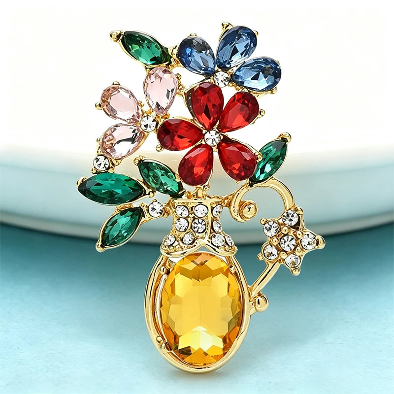 PENDRA Vaseflora Flowers in Vase Brooch