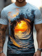 PENDRA Loose-fitting Wave Print Seaside Short-Sleeve T-Shirt