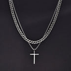 Trendy Cross Necklace for Men Boys,Simple Stainless Steel Cross Pendant Necklaces,Male Jewelry Sets