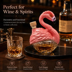 Unique Pink Bird Glass Decanter Embossed Feather Design Whiskey Brandy Bottle for Bar Cabinet Decoration